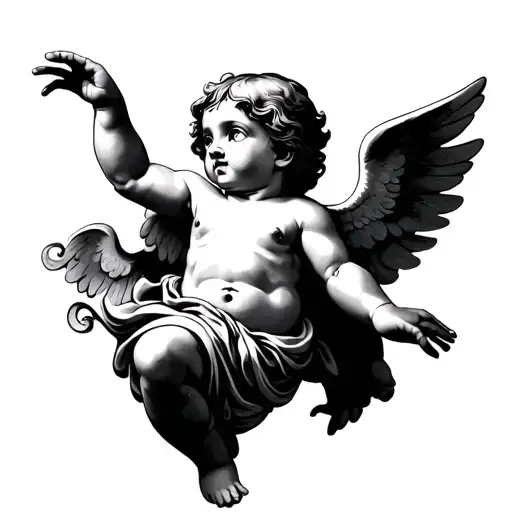 Cherub Reaching Up With One Arm