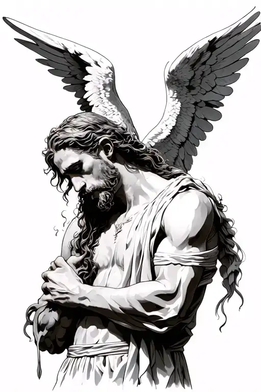 Angel Raphel Looking Left Mourning Male