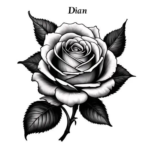A Big Rose With The Name Dian In The Middle