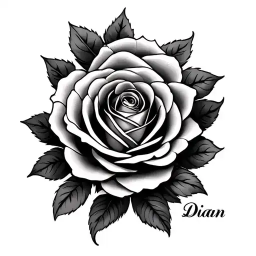 A Big Rose With The Name Dian In The Middle Surrounded
