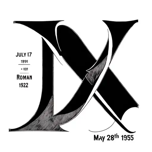 Intersecting Roman Numerals July 17 1929 Horizontal And May 28Th 1955 Vertical