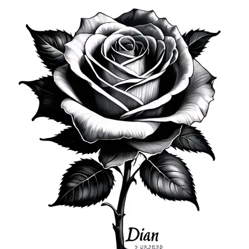 The Name Dian In The Middle Of A Rose