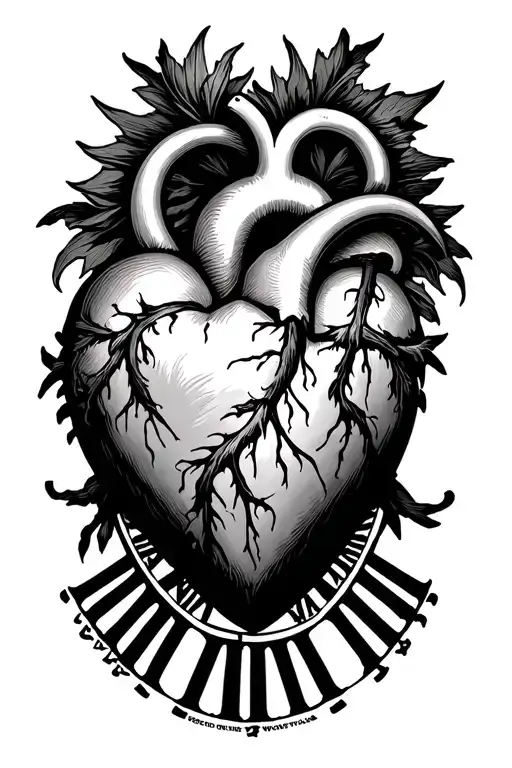 Sacred Heart With Roman Numerals Below And Above