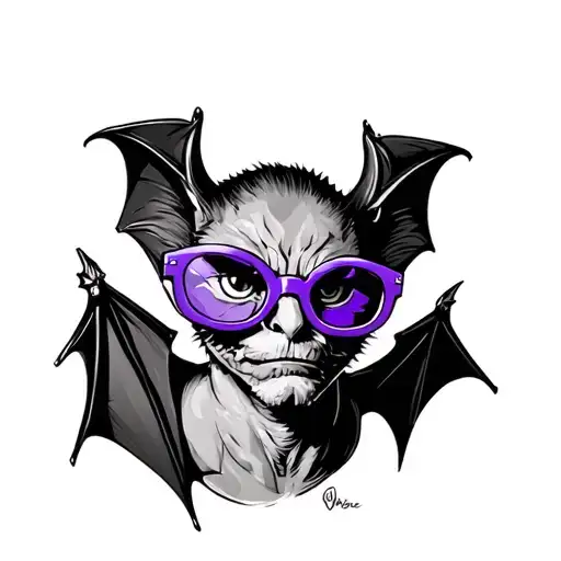 Bat With Purple Ozzy Osborne Style Glasses