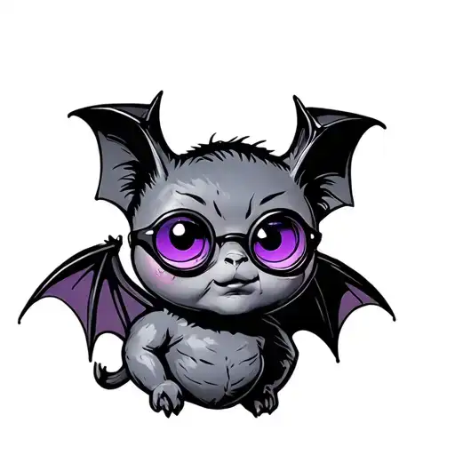Bat With Purple Round Small Glasses