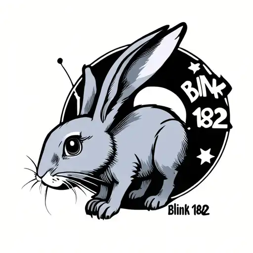 Blink 182 Rabbit Standing On The Blink 182 Logo