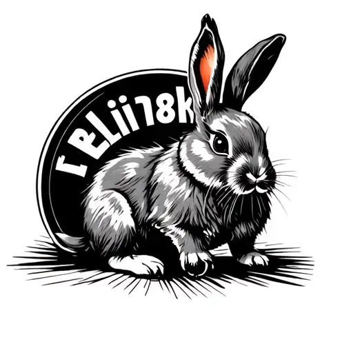 Blink 182 Skanking Rabbit With Its Foot On The Blink 182 Logo