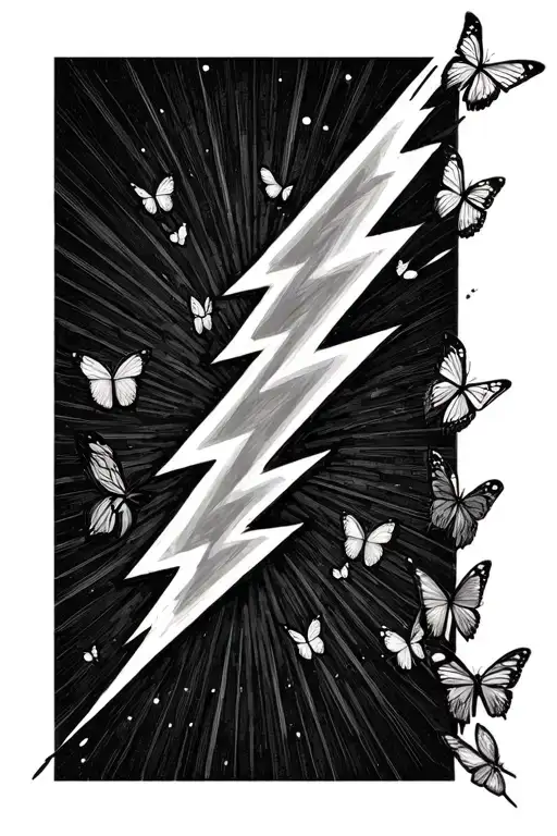 Lightning Bolt With Small Butterfly's