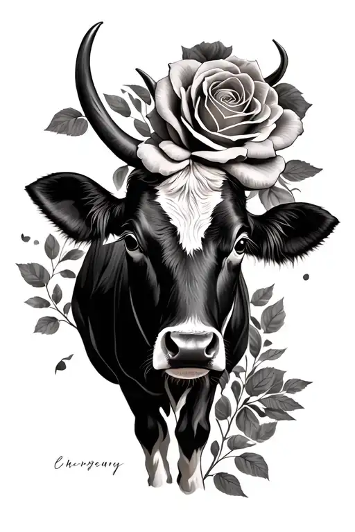 Roses And Cow