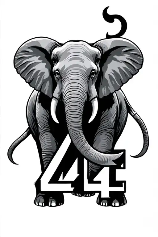 Elephant And Number 44