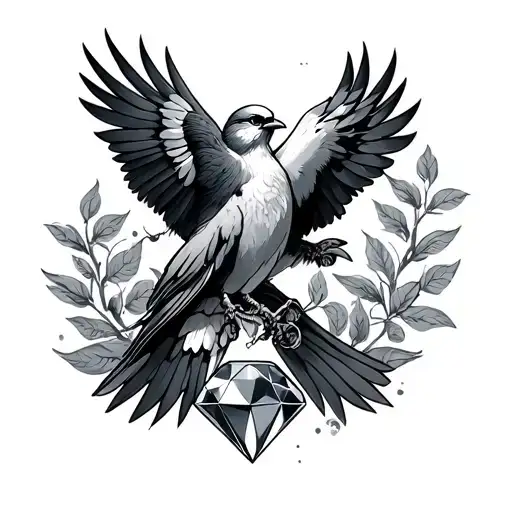Diamond Company With A Cross Between It With Birds