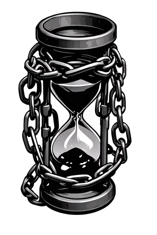 Hourglass Wrapped In Chains With Rave Looming Over It