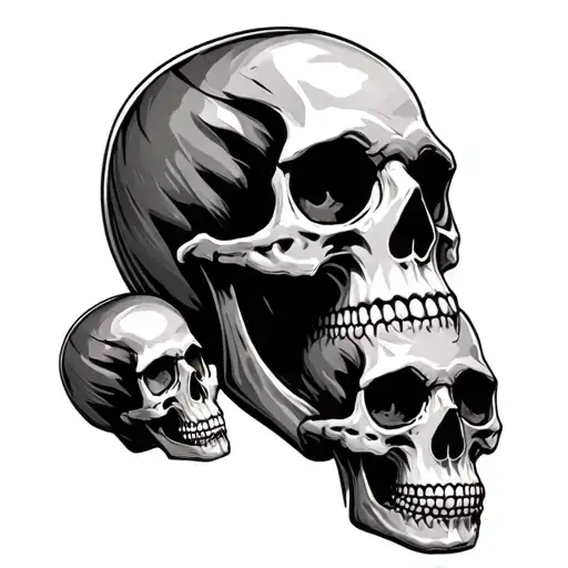 1 Big Skull And 2 Other Small Skulls On The Side