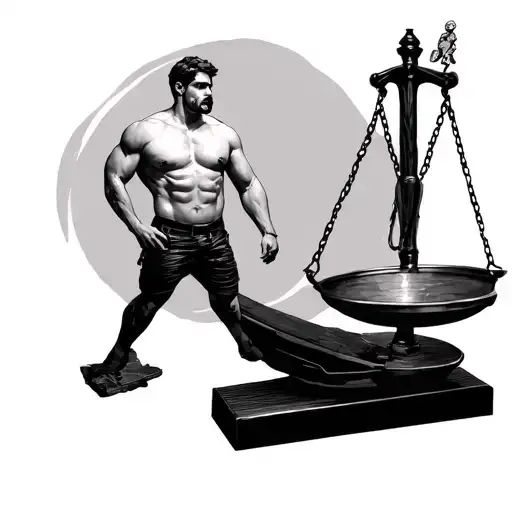 Rich White Man Standing On A Scale Balanced