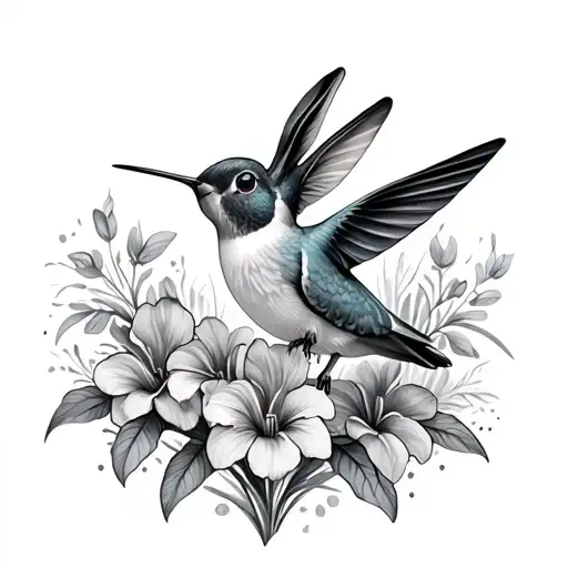 Hummingbird With Rabbit And Iris Flower