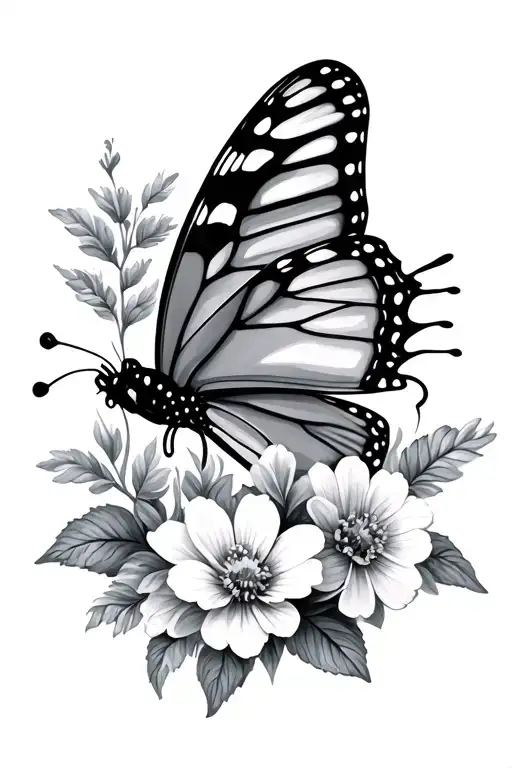 Butterfly And Flowers