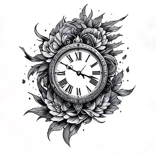Full Sleeve Tattoo Feautring Concept Of Time