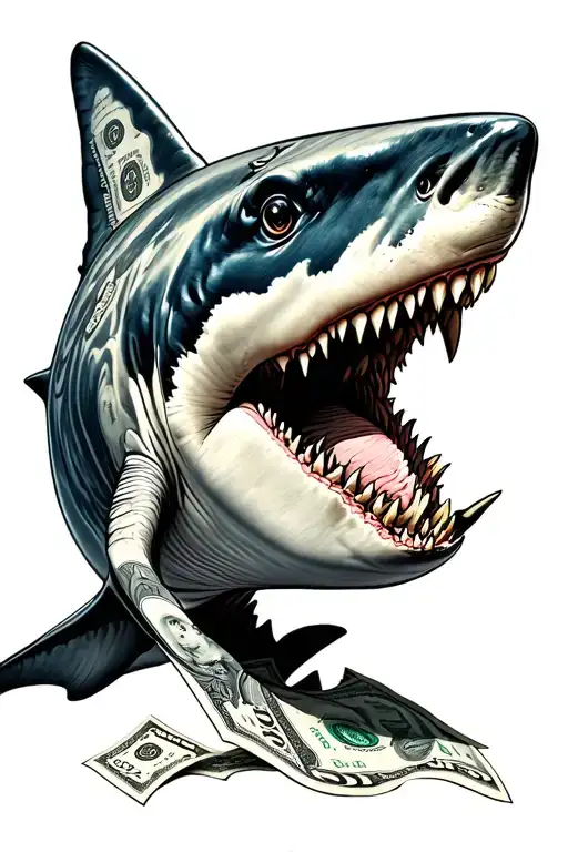 Shark Made Of Dollar Bills