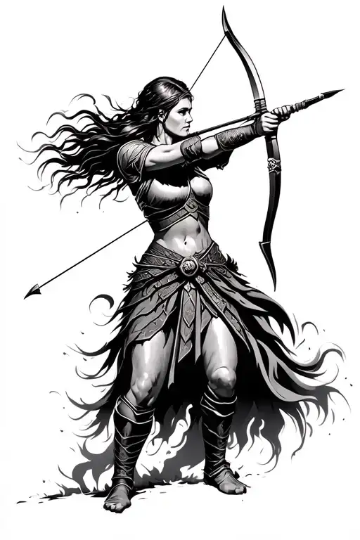 Women Archer Shooting An Arrow Viking Warrior