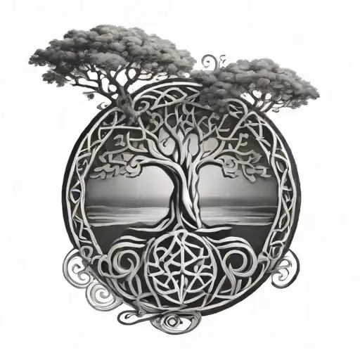 Celtic Tree Of Life And Triskel Symbol