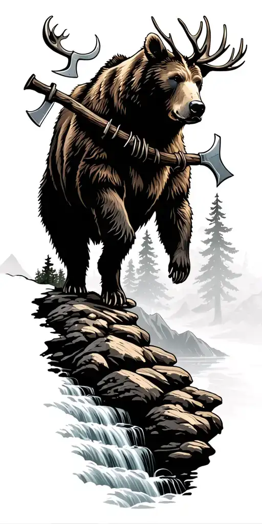 Nature Forest Bear Elk Waterfall Sunshine Lake Stream Axes Fire Firefighter Rocky Mountains