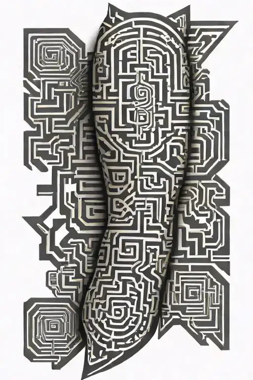 Aztec Maze Pattern Full Leg Sleeve