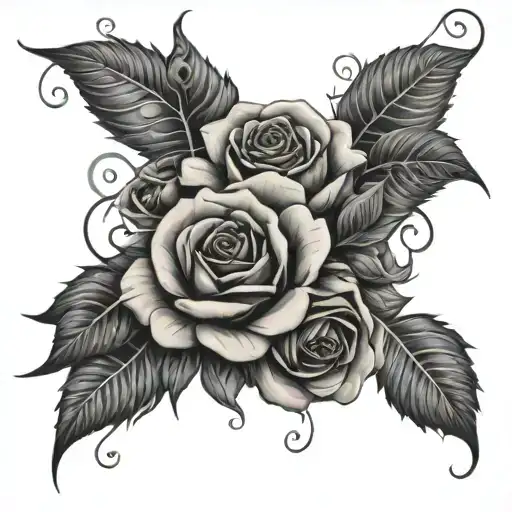 Roses And Sunflowers With Vines Hanging