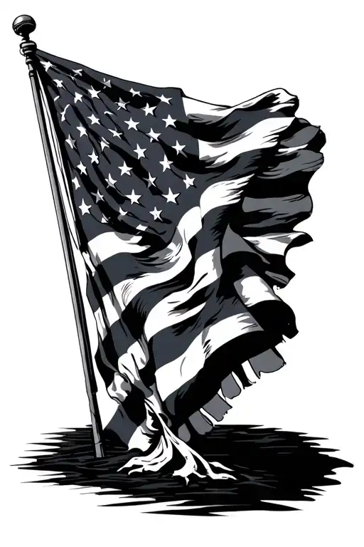 Draped American Flag Waving