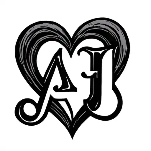 Initials Aj Within A Heart