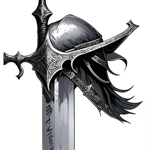 Sword With A Warrior Helmet And Psalms 23