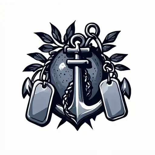 Anchor Navy Pawpaw With Dog Tags Hanging