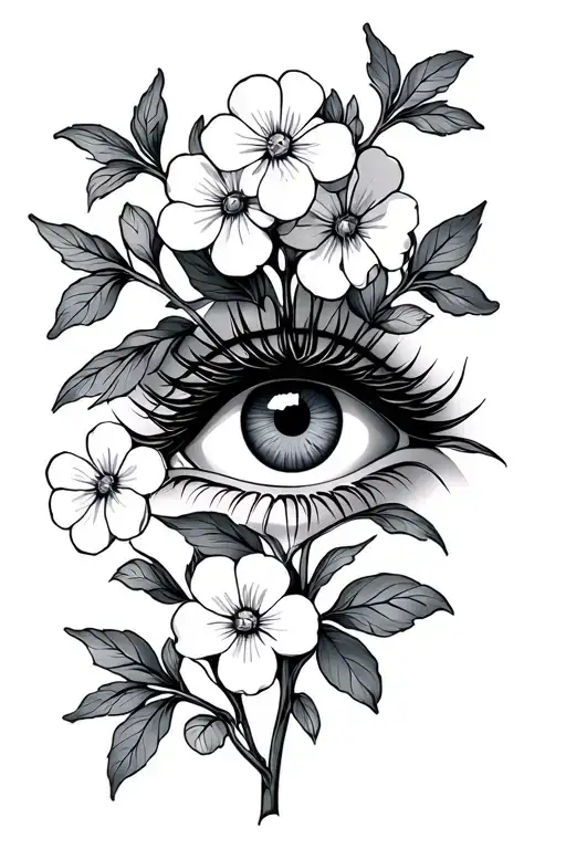 Signature With Forget Me Not Flowers With Greek Evil Eye