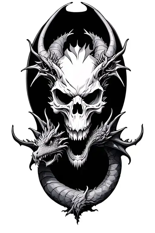 Skull Bat Dragon Intertwined