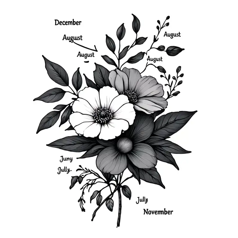 Birth Flowers December August August July November Simple