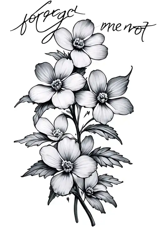 Signature With Forget Me Not Flowers