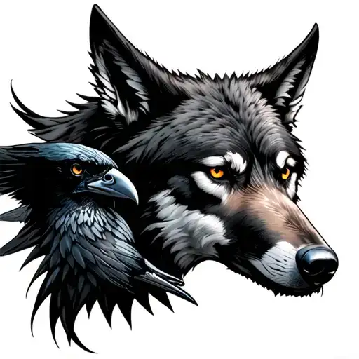 Wolf With A Raven In Its Mouth