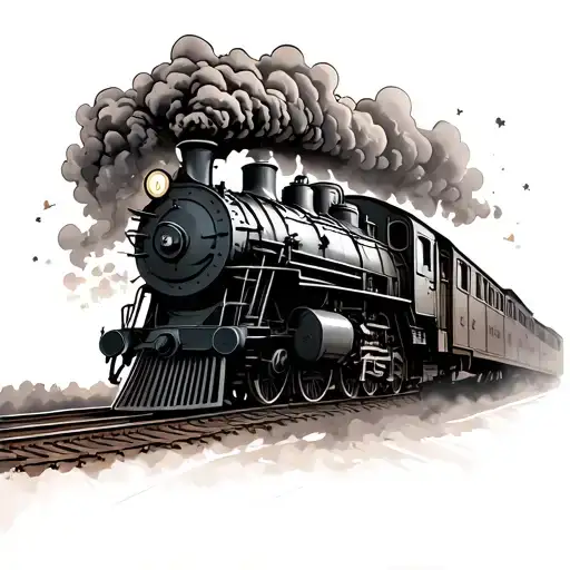 Steam Train Coming Out Of Shadows