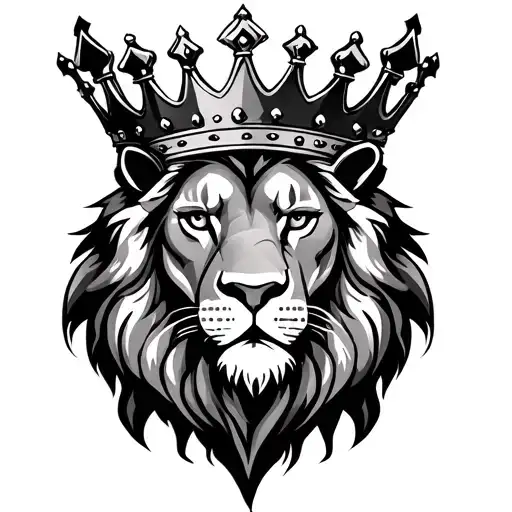Majestic Lion Head With King Crown