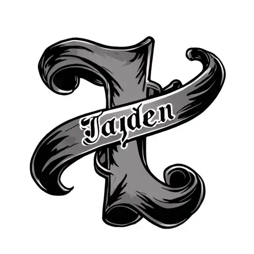 Cross With A Scroll Around It That Says Jayden