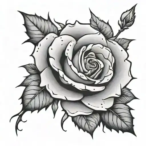 Rose With Falling Petals And Thorns