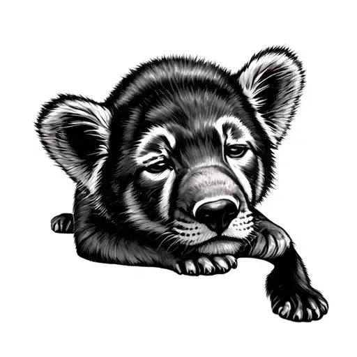 Tired Cub Laying