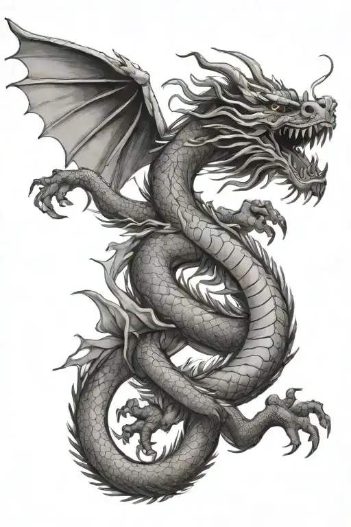 Mighty Chinese Dragon Flying