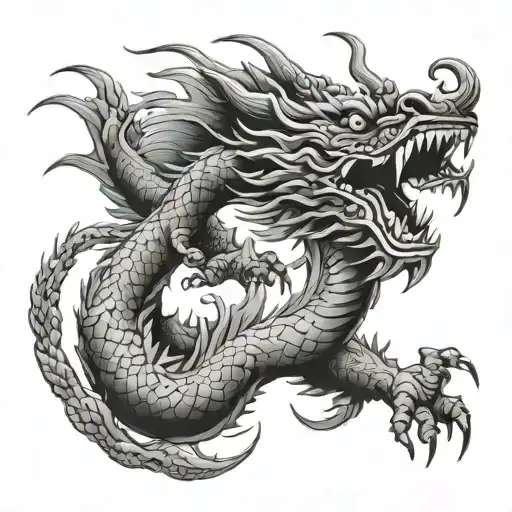 Mighty Chinese Dragon Flying