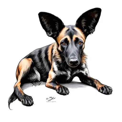 African Wild Dog Sitting