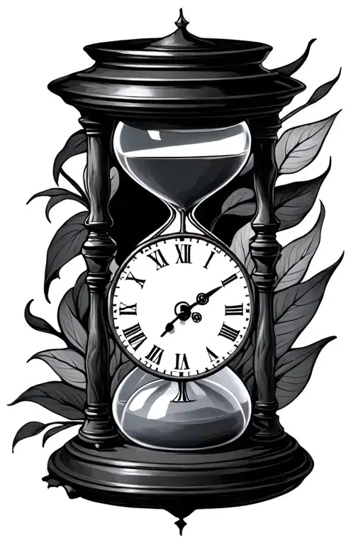 Hourglass Tattoo With Clock Surrounded