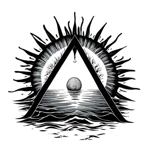 Sun And Water Inside Triangle