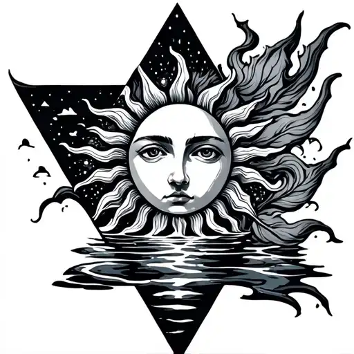 Sun And Water Inside Triangle