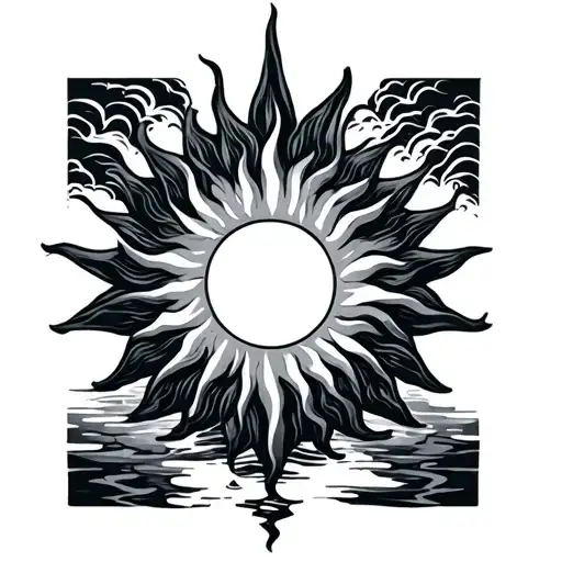 Sun And Water Inside Triangle