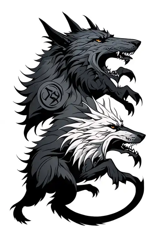 Odon And Fenrir With Runes