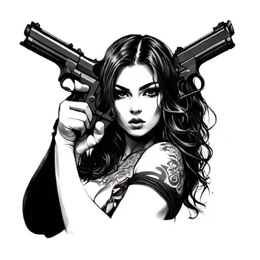 Sexy Girl With Guns